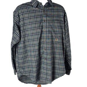 Vintage Tommy Hilfiger Mens Long Sleeve Shirt XL Navy and Green Button Down